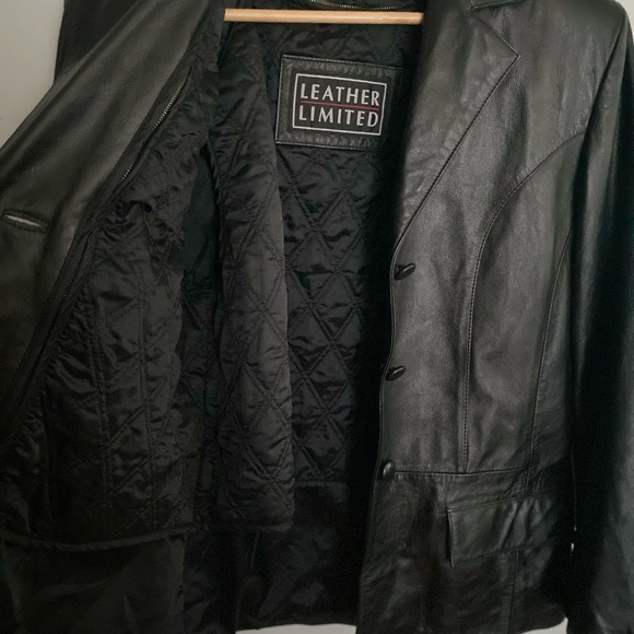 Vintage Y2K Leather Limited black blazer - Medium - Picture 3 of 3